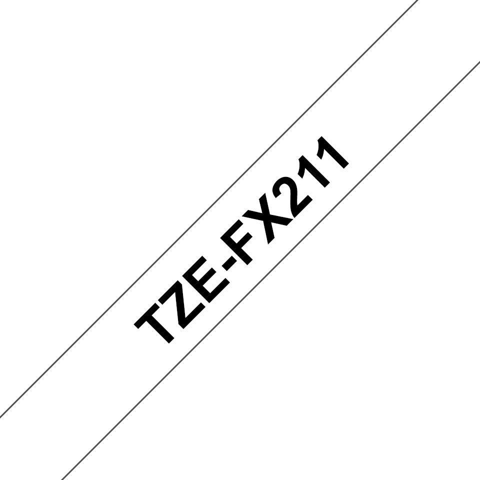 Genuine Brother TZe-FX211 Labelling Tape Cassette – Black on White, 6mm wide